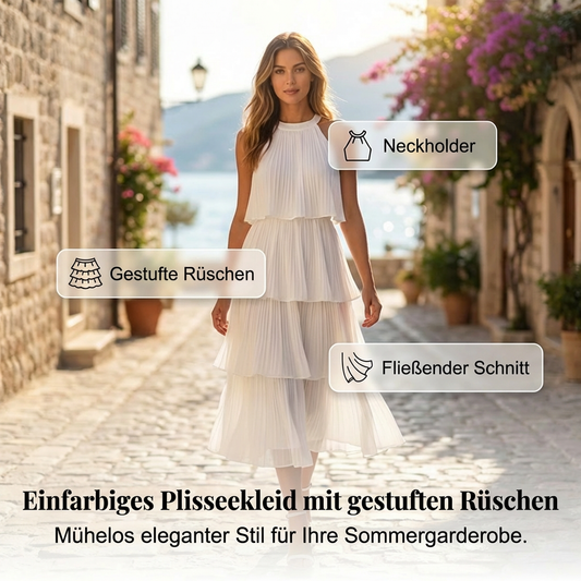 🌞Frühlingserwachen: 69% Rabatt!✨Elegantes Resort-Kleid: Fließendes Neckholder-Sommerkleid mit Plissee-Falten