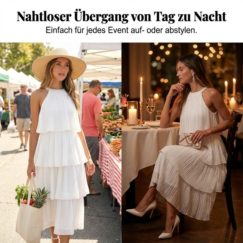🌞Frühlingserwachen: 69% Rabatt!✨Elegantes Resort-Kleid: Fließendes Neckholder-Sommerkleid mit Plissee-Falten
