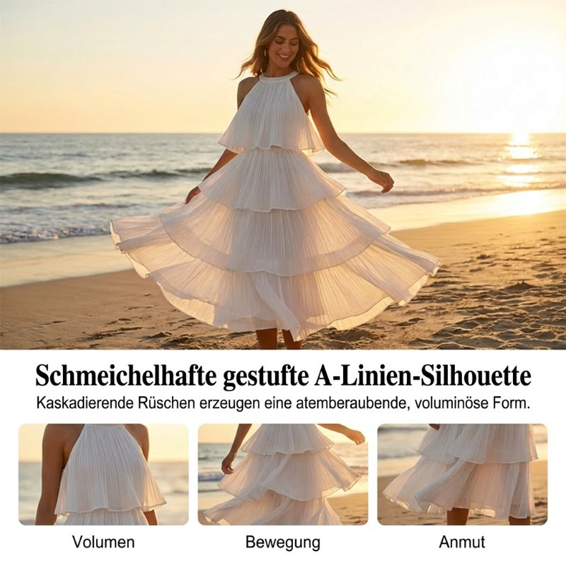 🌞Frühlingserwachen: 69% Rabatt!✨Elegantes Resort-Kleid: Fließendes Neckholder-Sommerkleid mit Plissee-Falten