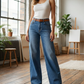 👖Damenjeans mit hoher Taille und weitem Bein