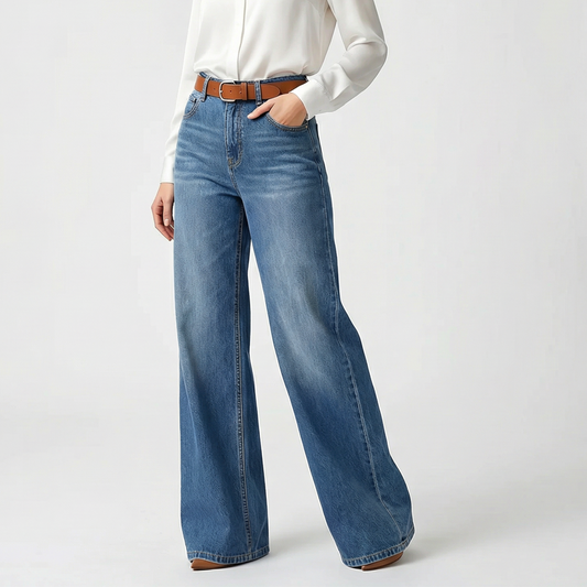 👖Damenjeans mit hoher Taille und weitem Bein