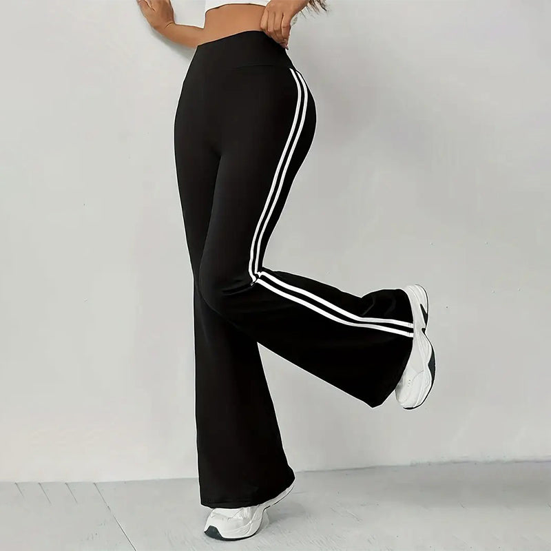 🔥 Limited 50% OFF | Retro High Waist Side Stripe Flared Pants – Side Stripe Slimming Design ✨👖