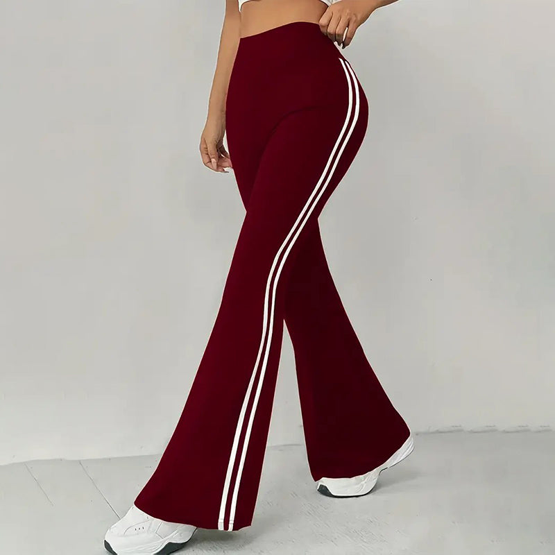 🔥 Limited 50% OFF | Retro High Waist Side Stripe Flared Pants – Side Stripe Slimming Design ✨👖