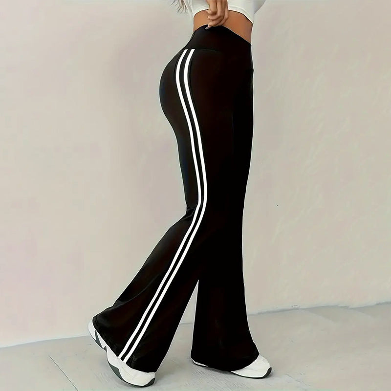🔥 Limited 50% OFF | Retro High Waist Side Stripe Flared Pants – Side Stripe Slimming Design ✨👖