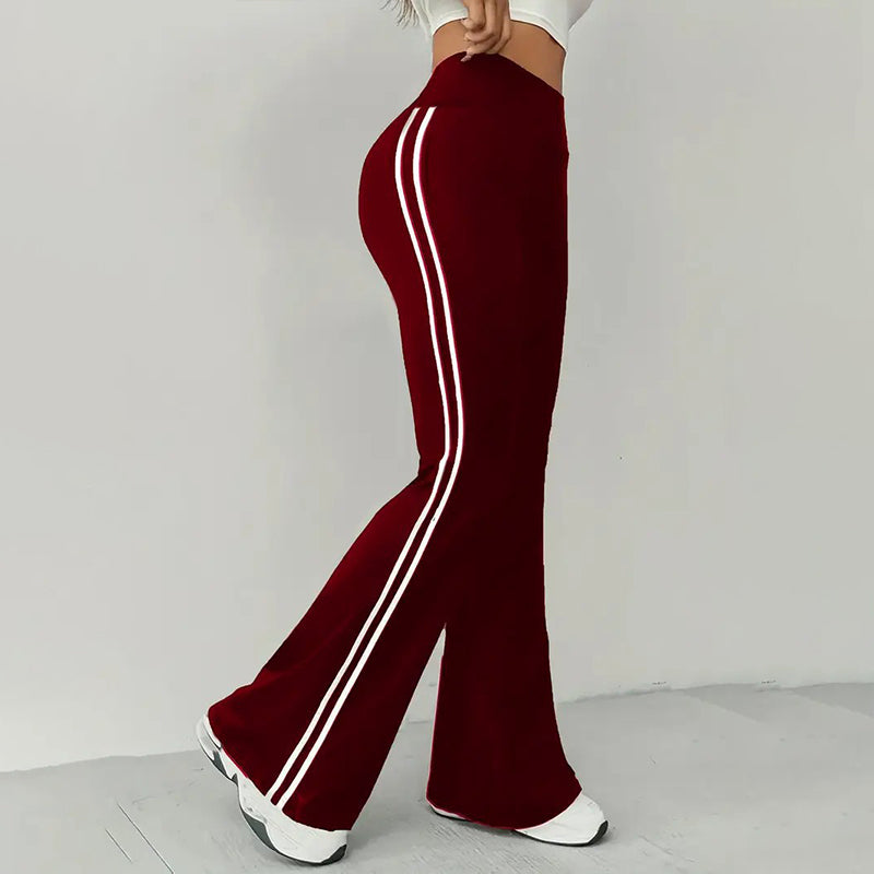 🔥 Limited 50% OFF | Retro High Waist Side Stripe Flared Pants – Side Stripe Slimming Design ✨👖