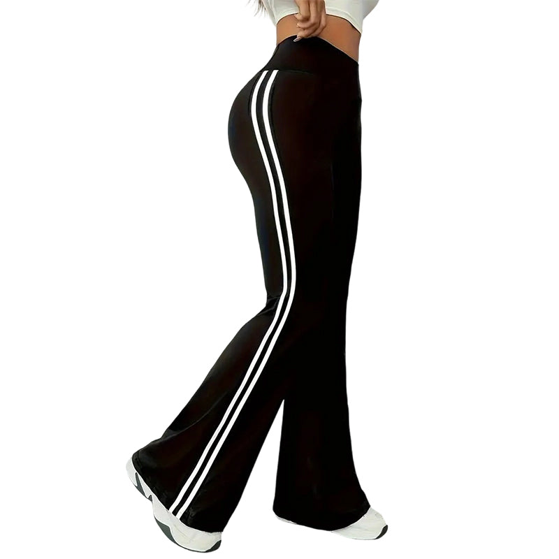 🔥 Limited 50% OFF | Retro High Waist Side Stripe Flared Pants – Side Stripe Slimming Design ✨👖