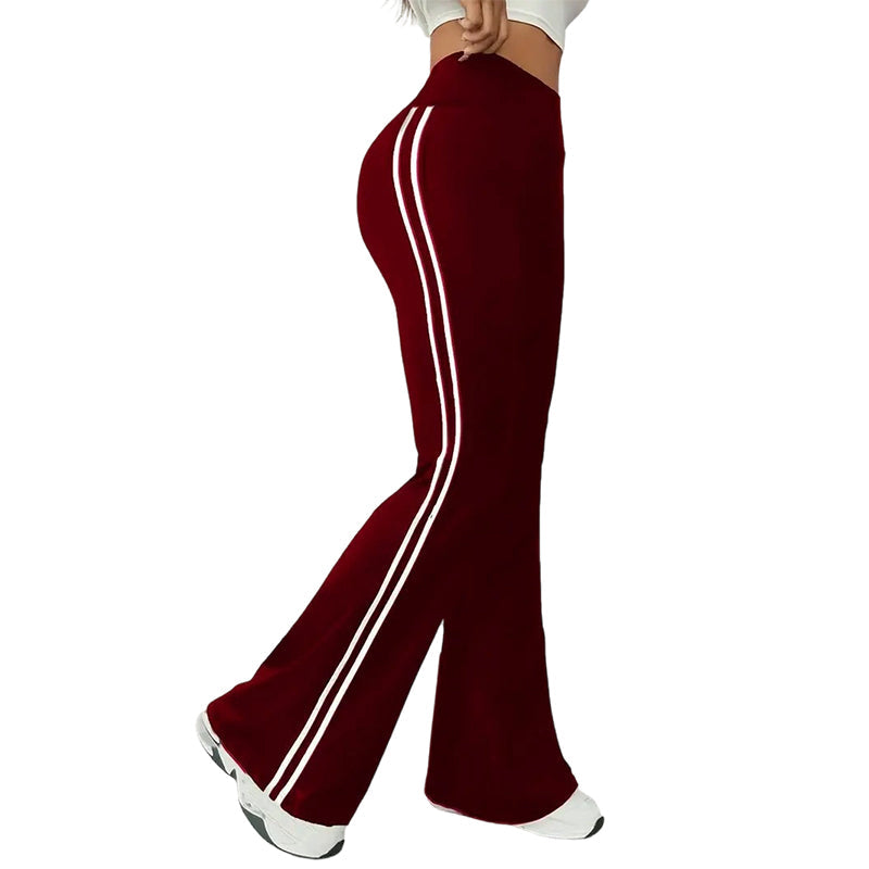 🔥 Limited 50% OFF | Retro High Waist Side Stripe Flared Pants – Side Stripe Slimming Design ✨👖