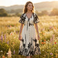 👗Sonderangebot für nur 29,99 €!!🌿 Elegantes Botanisch Bedrucktes V-Ausschnitt-Midikleid – Leicht, Vielseitig & Perfekt Für Jeden Anlass 🌸