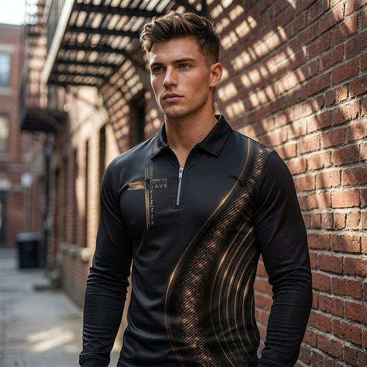 🎁NEU EINGETROFFEN 60% RABATT💥 Lässiges Retro-Polohemd für Herren mit langen Ärmeln und Reißverschluss