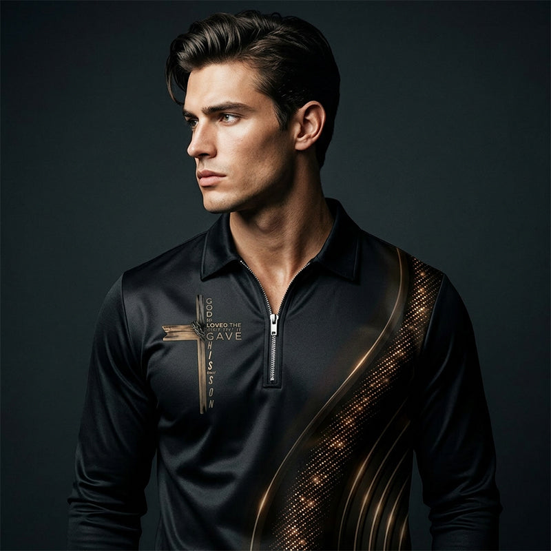 🎁NEU EINGETROFFEN 60% RABATT💥 Lässiges Retro-Polohemd für Herren mit langen Ärmeln und Reißverschluss