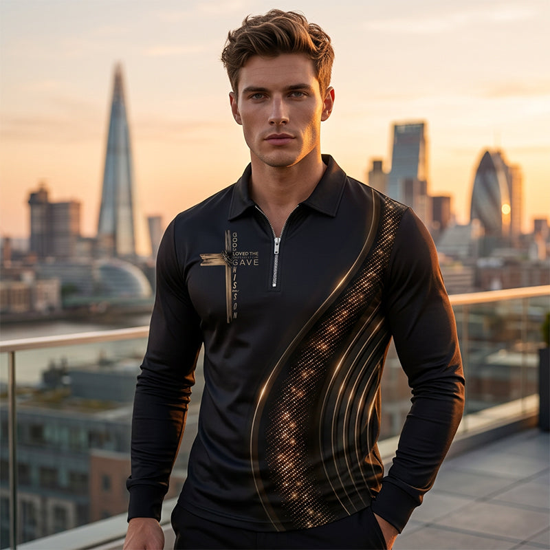 🎁NEU EINGETROFFEN 60% RABATT💥 Lässiges Retro-Polohemd für Herren mit langen Ärmeln und Reißverschluss