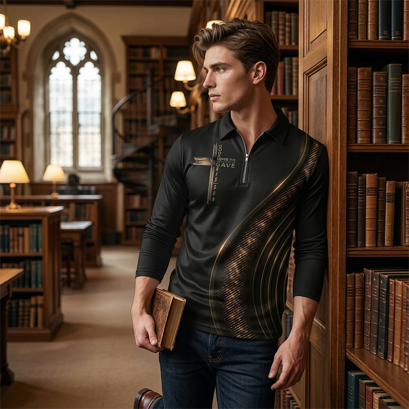 🎁NEU EINGETROFFEN 60% RABATT💥 Lässiges Retro-Polohemd für Herren mit langen Ärmeln und Reißverschluss