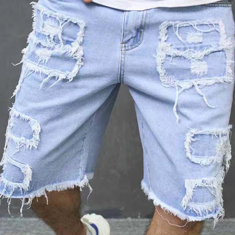 🔥 Herren-Jeansshorts mit Rissen und Fransen