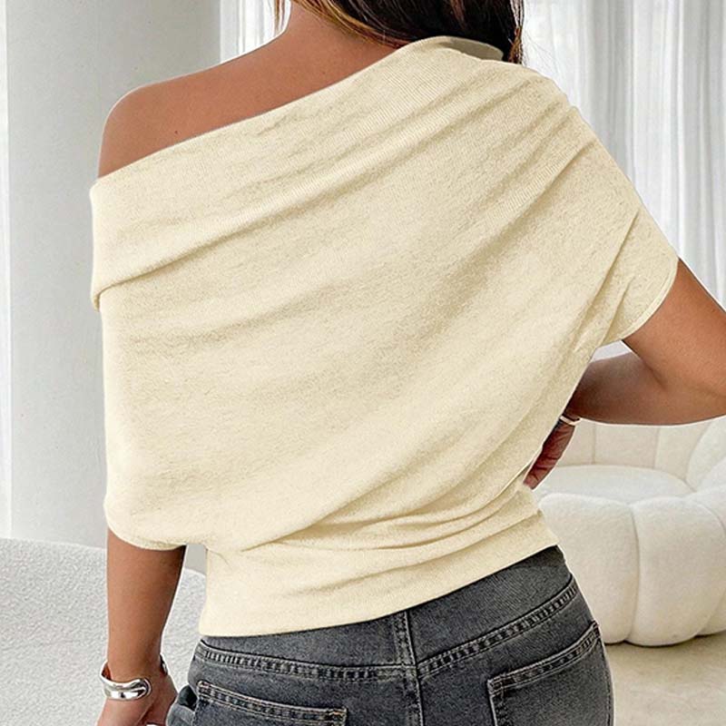 Damen Asymmetrisches Off-Shoulder-Oberteil mit Fledermausärmeln – Stilvolles Design & weicher Komfort 🦇✨