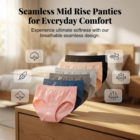🌸69% Rabatt☁️6er-Pack nahtlose Komfort-Slips für Damen mit mittlerer Leibhöhe🌷