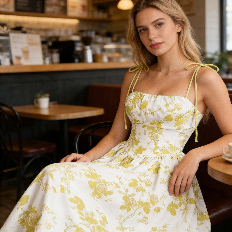 🌷Sonderangebot für nur 29,99 €!!🌷Midi-Kleid für Damen mit Print und Schnürung
