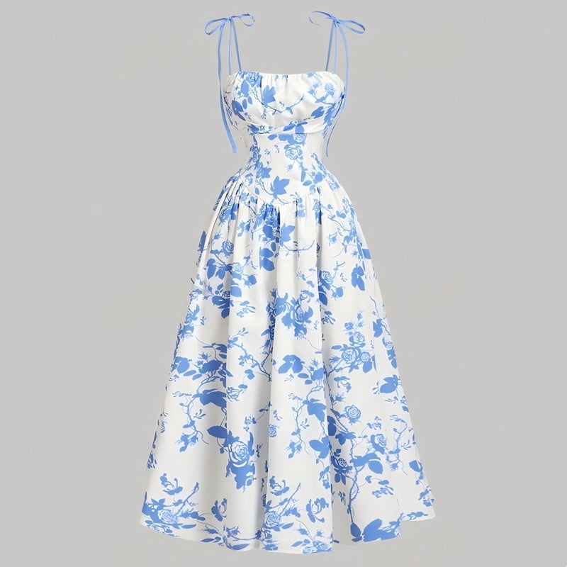 🌷Sonderangebot für nur 29,99 €!!🌷Midi-Kleid für Damen mit Print und Schnürung