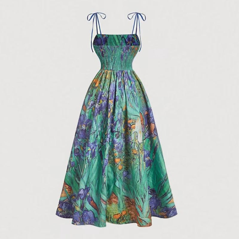 🌷Sonderangebot für nur 29,99 €!!🌷Midi-Kleid für Damen mit Print und Schnürung