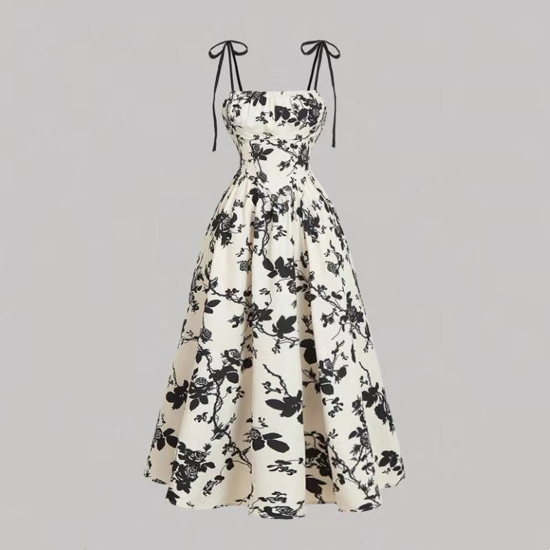 🌷Sonderangebot für nur 29,99 €!!🌷Midi-Kleid für Damen mit Print und Schnürung
