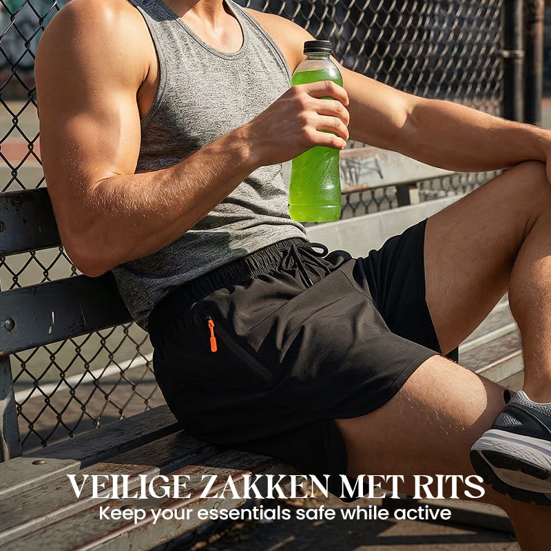 🔥 Heißer Sale: 50 % Rabatt!! 🏃🩳  Atmungsaktive Sportshorts – mit Reißverschlusstaschen, schnelltrocknend und mit elastischem Bund