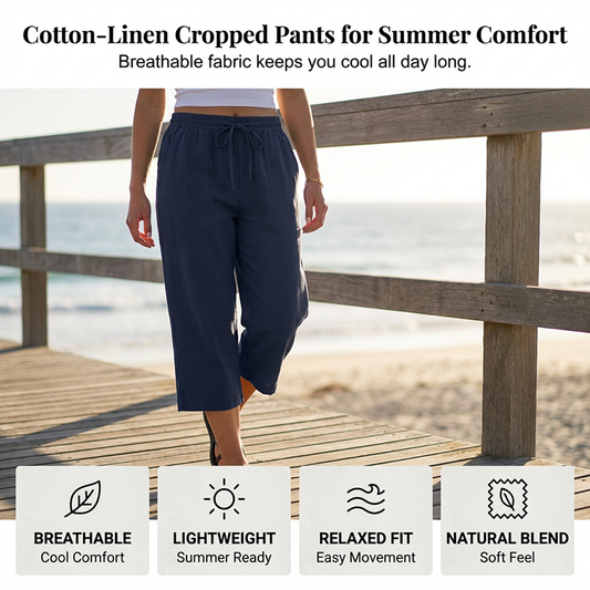 Baumwoll-Leinen-7/8-Hose für Damen – luftig & vielseitig👖☀️