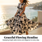👗Maxikleid mit Blumenmuster, V-Ausschnitt und geraffter Taille
