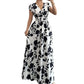 👗Maxikleid mit Blumenmuster, V-Ausschnitt und geraffter Taille