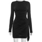 👗 JETZT 50% RABATT! 🔥 Figurbetontes eng anliegendes Minikleid mit Rüschen und langen Ärmeln – schmeichelnde Passform, dehnbarer Stoff & ideal für einen Abend aus 💃