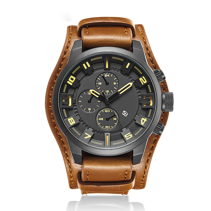 Herren-Business-Quarzuhren mit PU-Lederarmband