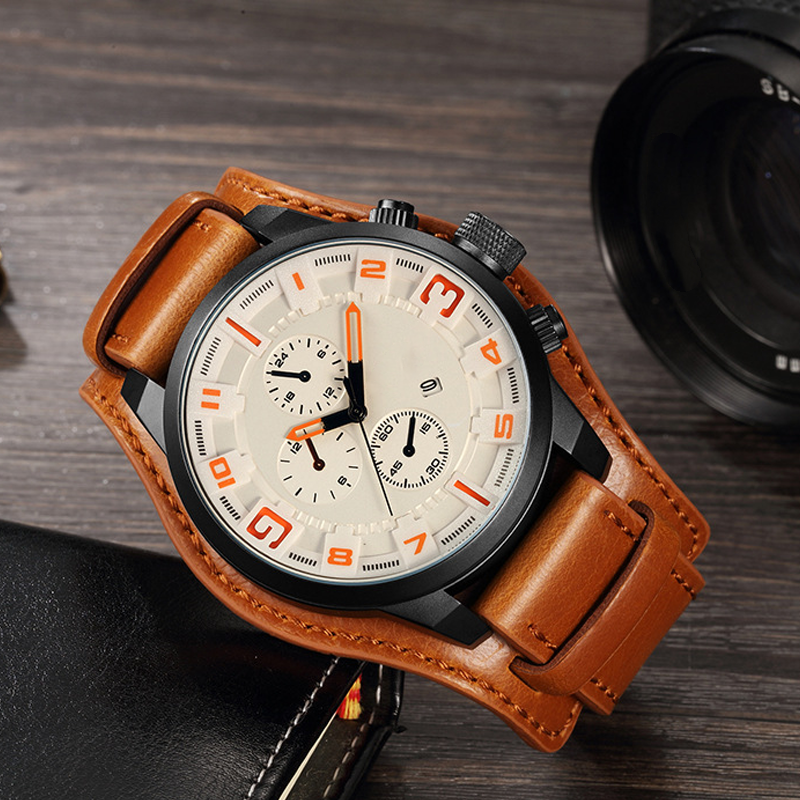 Herren-Business-Quarzuhren mit PU-Lederarmband