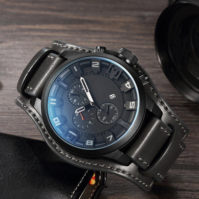Herren-Business-Quarzuhren mit PU-Lederarmband