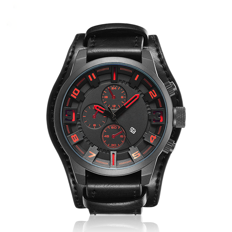 Herren-Business-Quarzuhren mit PU-Lederarmband