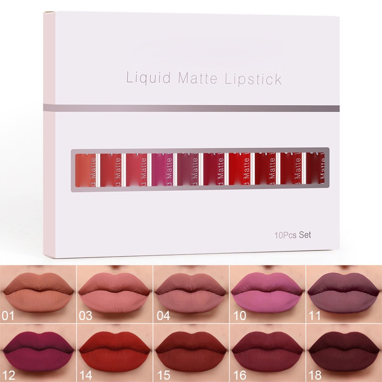 18er-Set matter, wasserfester und langanhaltender Lipgloss