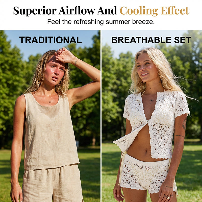 💎 55% RABATT AUF DEM LOCHSTRICK-SET! 💎 Atmungsaktive Mischung, verstellbare Taille & stilvolles Design für den Sommer ✨
