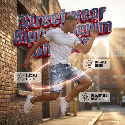 Herren-Streetwear zerrissene Jeansshorts