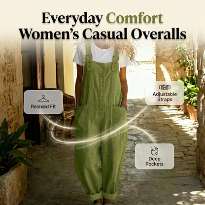 🌿👖Lässige Latzhose für Damen mit lockerer Passform und Knopfleiste
