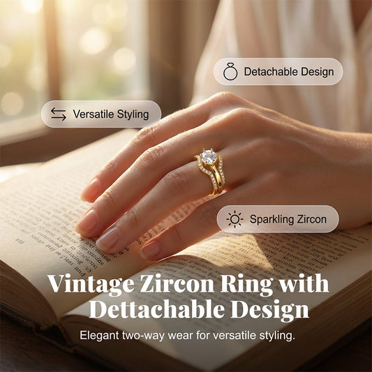 Vintage Zirkonia Ring – Verstellbarer Offener Ring für Damen, Elegant & Leicht Luxus für Zeige- oder Mittelfinger
