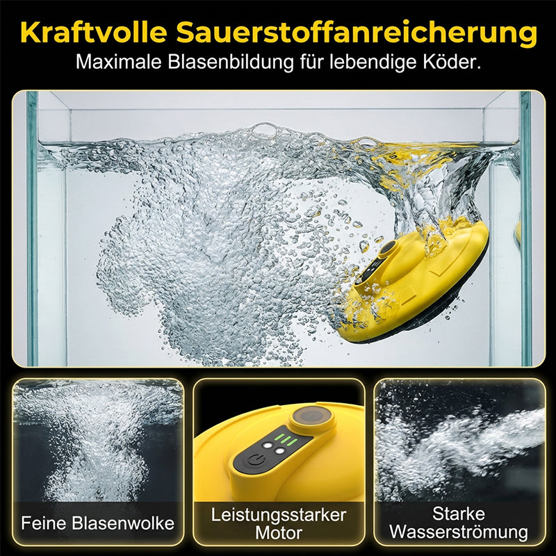 🐟💨 Mobile Belüftungspumpe für Ködereimer – schwimmend, wiederaufladbar, leistungsstark & leise, ideal für Angler unterwegs 🔋⚡ Köder frisch halten – ohne Kabel, ohne Stress.