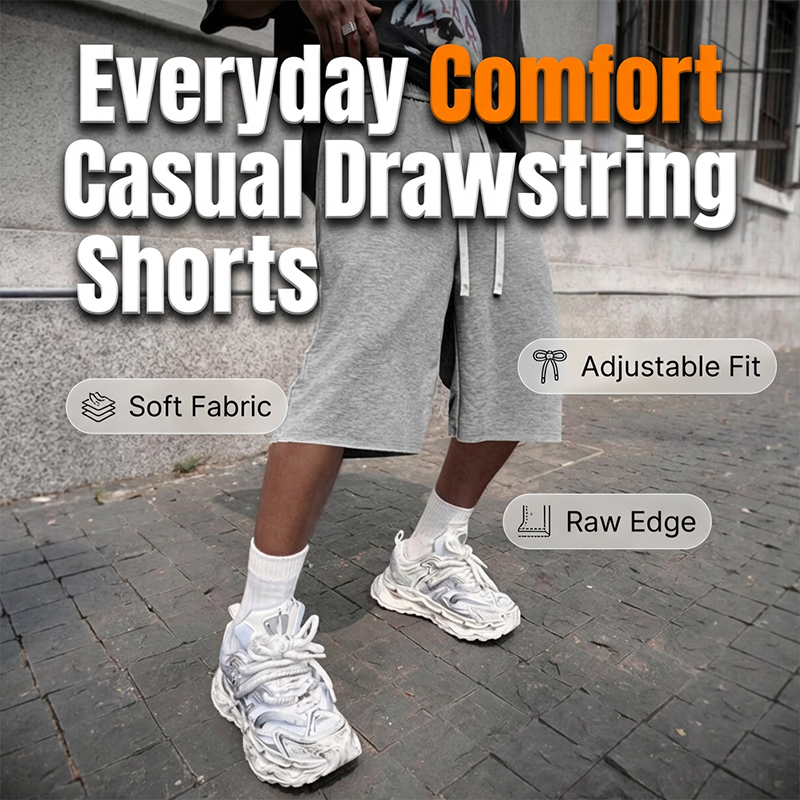 Herren Casual Kordelzug-Shorts mit Knienlänge