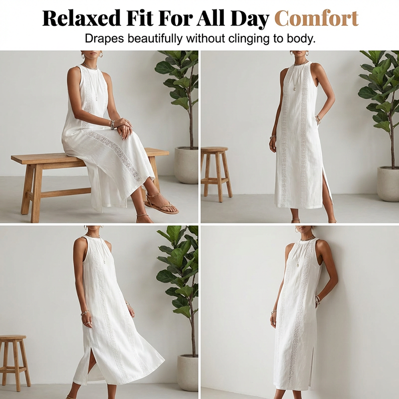 👗 50% RABATT! ✨ Damen Neckholder-Midikleid mit Spitzeneinsatz – Feminin, leicht & elegant – Perfekt für Sommer, Gartenpartys oder einen romantischen Look – zart und vielseitig 💖🌸