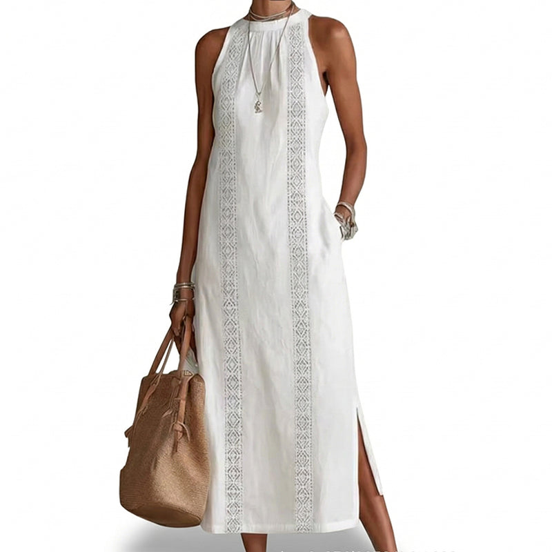 👗 50% RABATT! ✨ Damen Neckholder-Midikleid mit Spitzeneinsatz – Feminin, leicht & elegant – Perfekt für Sommer, Gartenpartys oder einen romantischen Look – zart und vielseitig 💖🌸