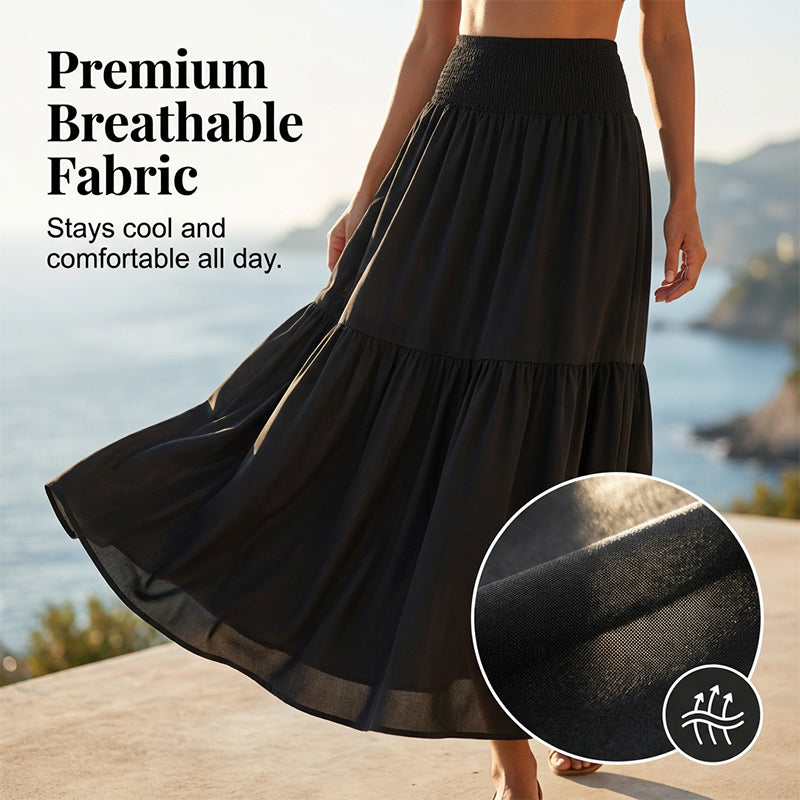 👗✨ Maxirock für Damen mit hoher Taille, Smok-Detail und A-Linien-Schnitt – 50% RABATT! Figurumarmend, lässig & perfekt für Alltag und festliche Anlässe 🌹