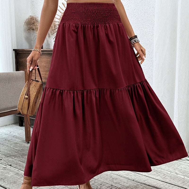 👗✨ Maxirock für Damen mit hoher Taille, Smok-Detail und A-Linien-Schnitt – 50% RABATT! Figurumarmend, lässig & perfekt für Alltag und festliche Anlässe 🌹