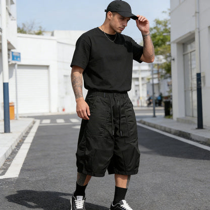 👖 JETZT 50 % RABATT! Lässige Herren-Caprihose in Übergröße mit Kordelzug – Weites Bein, lockere Passform, elastischer Bund und strapazierfähiges Polyester 🔥✨