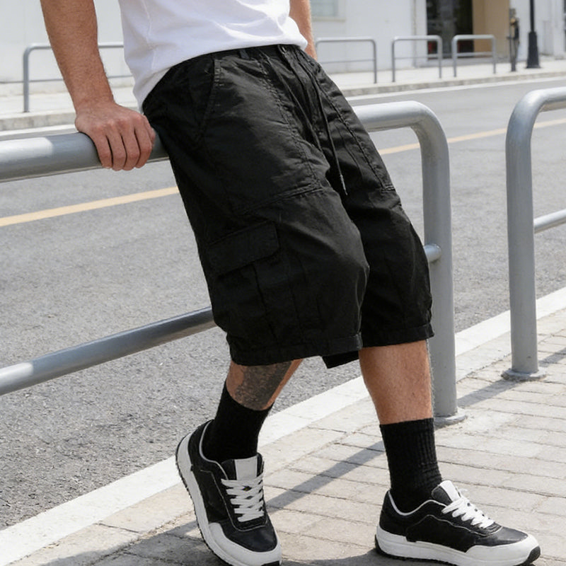 👖 JETZT 50 % RABATT! Lässige Herren-Caprihose in Übergröße mit Kordelzug – Weites Bein, lockere Passform, elastischer Bund und strapazierfähiges Polyester 🔥✨