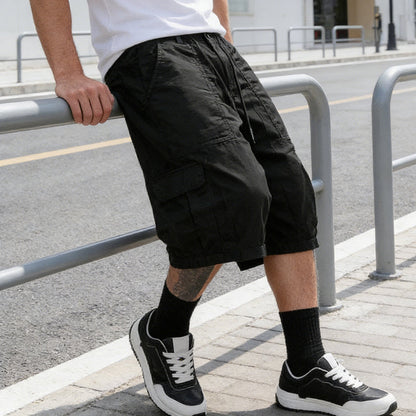 👖 JETZT 50 % RABATT! Lässige Herren-Caprihose in Übergröße mit Kordelzug – Weites Bein, lockere Passform, elastischer Bund und strapazierfähiges Polyester 🔥✨