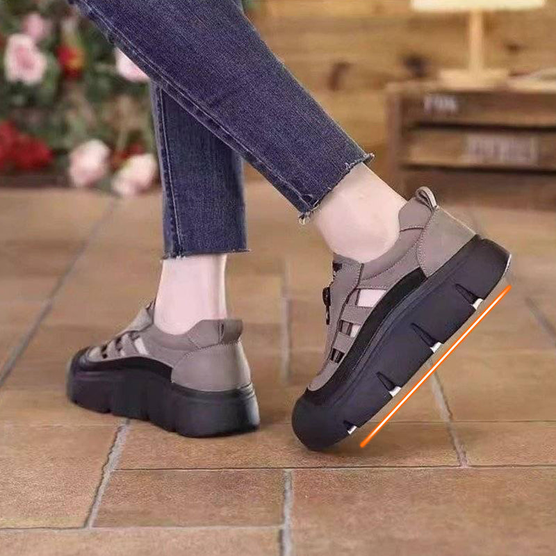 Damen-Sneaker im Retro-Stil mit Reißverschluss und Lochmuster auf Plateausohle