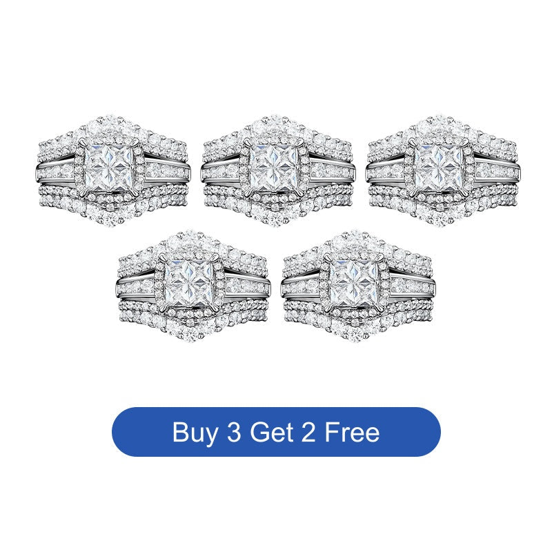 💍 50% RABATT! 💥 Damen Prinzessschliff Zirkonia Ring – Pavé-Fassung & mehrlagiges Band – Funkelndes Design, perfekt für Verlobung oder besondere Anlässe – zeitlose Eleganz ✨
