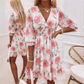 ❤️A-Linien Kleid für Damen – V-Ausschnitt, Blumenmuster, Rüschensaum – luftig & feminin – ideal für Frühling & Sommer🌷👗