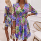 ❤️A-Linien Kleid für Damen – V-Ausschnitt, Blumenmuster, Rüschensaum – luftig & feminin – ideal für Frühling & Sommer🌷👗